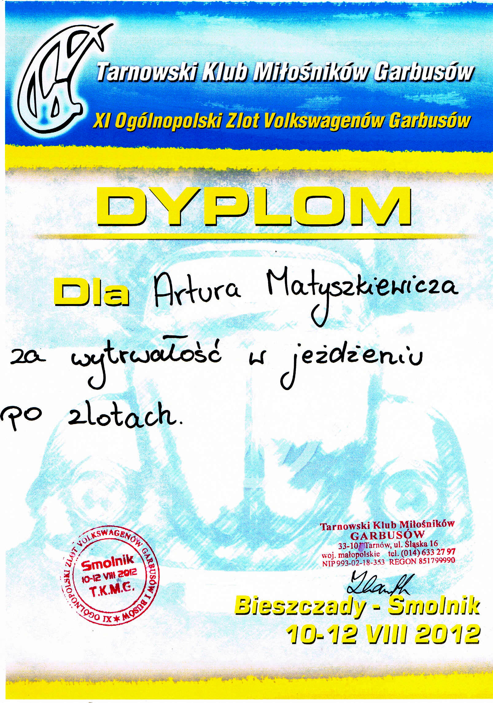 Dyplom dla Artka