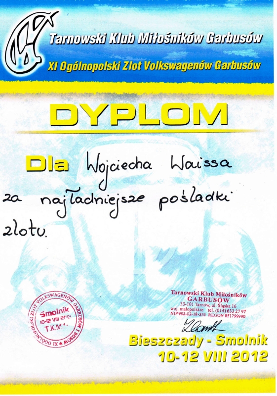 Dyplom dla Wojtka