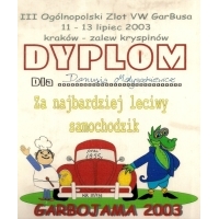 Dyplom - Najstarszy VW zlotu 
