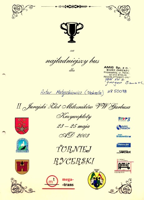 Dyplom - Najładniejszy Bus
